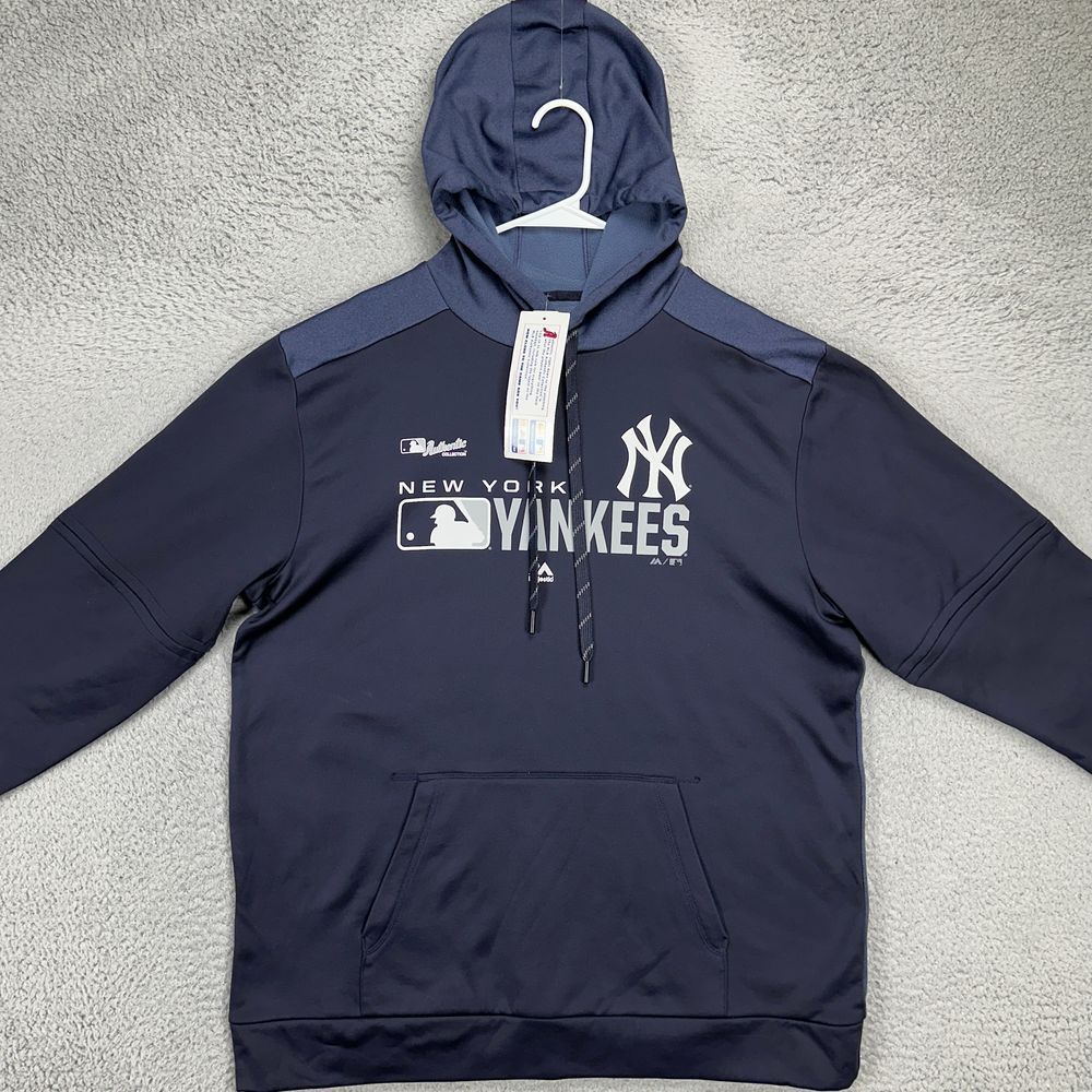 New York Yankees Hoodie Sweatshirt Mens XL Blue Pullover Sweater Majestic NEW - Picture 2 of 8